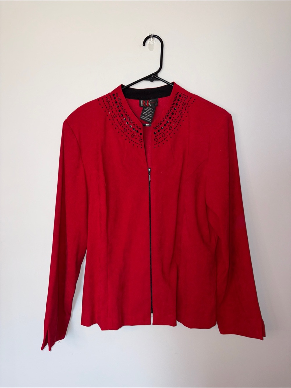 L&K Red Embellished Zip-Front Jacket size 14